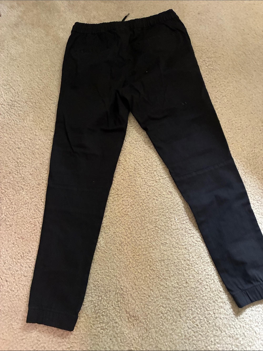Men's Black Ribbed Knee Jogger Pants Large